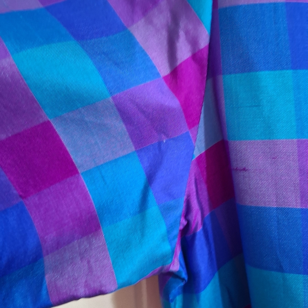 Vibrant Plaid 100% Silk Taylored Dress Size 12 Star Of Siam - Picture 7 of 16